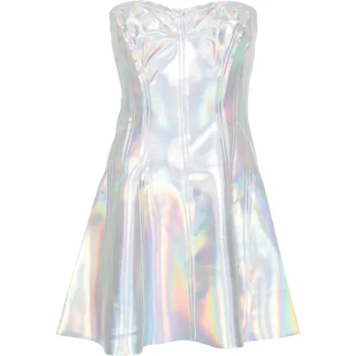 Silver Holographic Mini Dress , female, Sizes: XS - Norma Kamali - Modalova