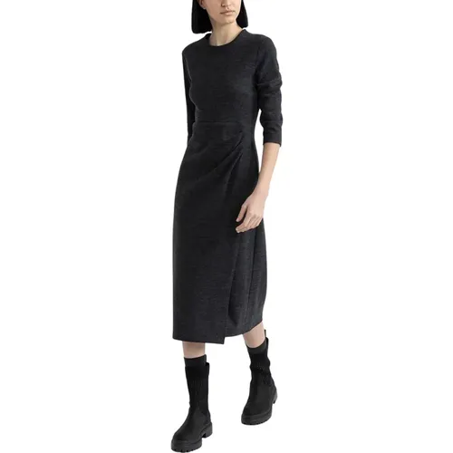 Fließendes Woll-Baumwoll-Jersey-Midi-Kleid , Damen, Größe: XS - PESERICO - Modalova