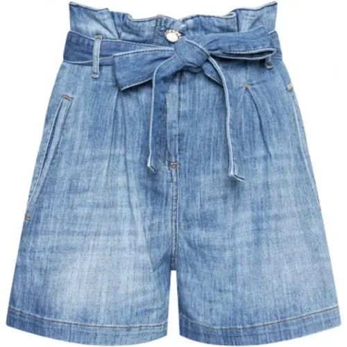 High-Waist Denim Shorts mit Schleife , Damen, Größe: W27 - Liu Jo - Modalova