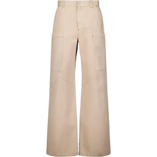 Wide-Leg Cotton Cargo Trousers , male, Sizes: S - Palm Angels - Modalova