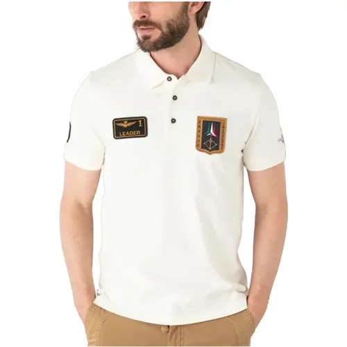 Weißes Poloshirt für Männer , Herren, Größe: L - aeronautica militare - Modalova