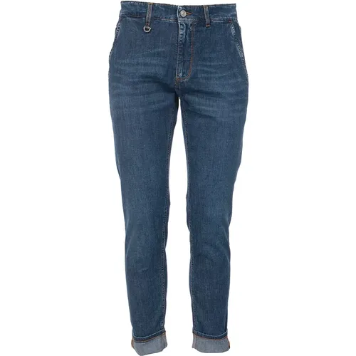 Slim-fit Jeans, male, , Size: W40 Slim Fit Cotton Pants with Pockets - Siviglia - Modalova