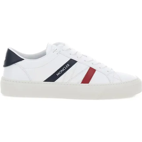 Leather Low-Top Sneakers with Tricolor Bands , male, Sizes: 9 1/2 UK, 6 1/2 UK, 6 UK, 8 UK, 7 UK, 8 1/2 UK, 10 UK, 9 UK, 7 1/2 UK - Moncler - Modalova