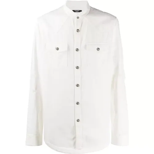 Luxury Cotton Denim Shirt , male, Sizes: 3XL - Balmain - Modalova