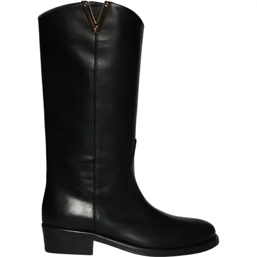 Leather Texan Boots , female, Sizes: 5 UK, 4 1/2 UK, 7 UK - Via Roma 15 - Modalova