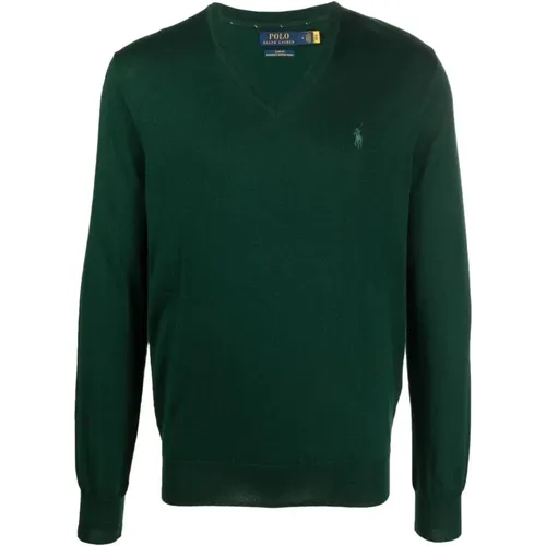 V-neck Knitwear, male, , Size: M Hunt Club Pullover Sweater - Ralph Lauren - Modalova