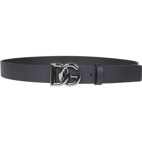 Premium Calfskin Belt with Metal DG Logo , male, Sizes: 95 CM, 105 CM - Dolce & Gabbana - Modalova