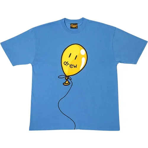 Himmelblaues Joy T-Shirt mit kurzen Ärmeln , Herren, Größe: L - Drew House - Modalova