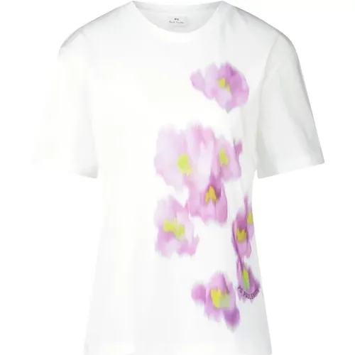 Wasserfarben-Print T-Shirt , Damen, Größe: M - PS By Paul Smith - Modalova