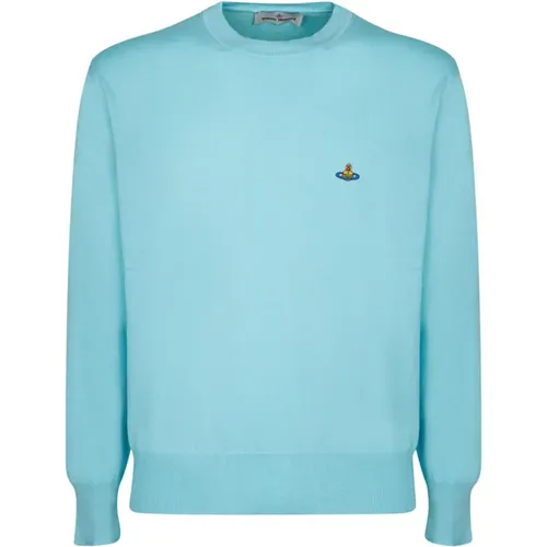 Sweatshirts, male, , Size: M Aqua Knitwear with Orb Logo - Vivienne Westwood - Modalova