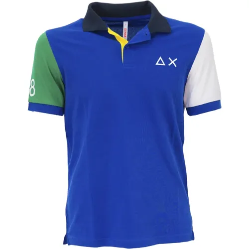 Tricolor Fluo Stretch Polo Shirt , Herren, Größe: XL - Sun68 - Modalova