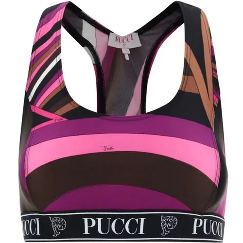 Sport Bras, female, , Size: S Monogram Print Elasticated Bust Underwear Top - EMILIO PUCCI - Modalova