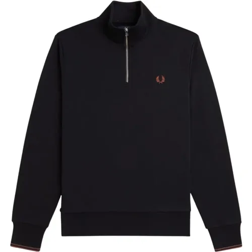 Kaminhals Halb-Zip Pullover , Herren, Größe: M - Fred Perry - Modalova