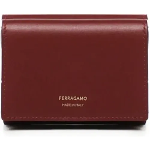 Wallets & Cardholders, female, , Size: ONE SIZE Leather Wallet with Button Closure - Salvatore Ferragamo - Modalova