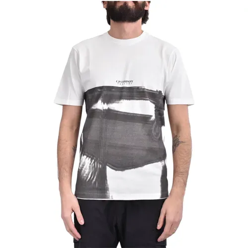 Kurzarm-T-Shirt mit punk-inspiriertem Druck , Herren, Größe: L - C.P. Company - Modalova