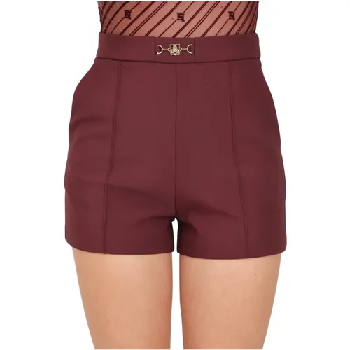 Short Shorts, female, , Size: M Bordeaux Elegant Shorts Autumn Winter - Elisabetta Franchi - Modalova