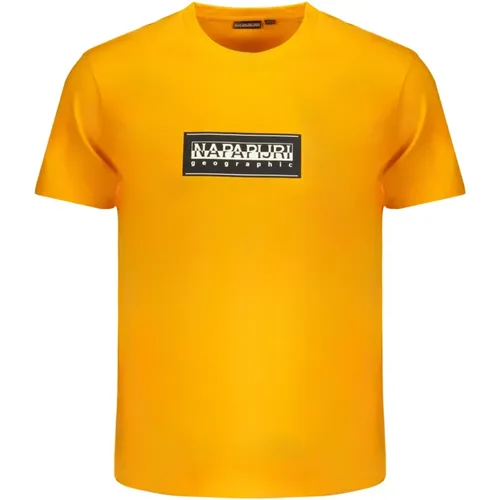 T-Shirt mit kurzen Ärmeln und Logo-Print , Herren, Größe: L - Napapijri - Modalova