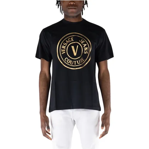 Stilvolles Folienprint T-Shirt , Herren, Größe: L - Versace Jeans Couture - Modalova