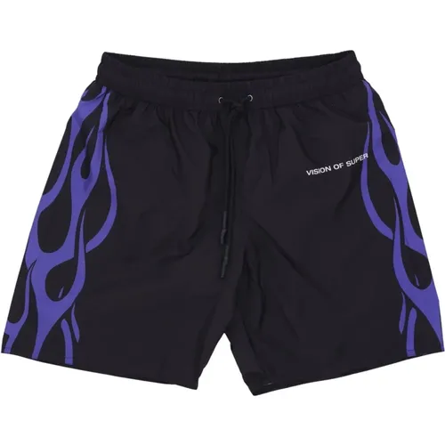 Beachwear, male, , Size: M Flame Swim Shorts /Purple - Vision OF Super - Modalova