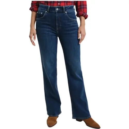 Boot-cut Jeans, female, , Size: W28 Slim Flare Jeans with High Waist - Gant - Modalova