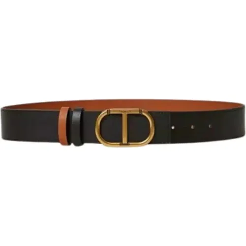 Reversible Leather Belt with Oval T Buckle , female, Sizes: M - Twinset - Modalova