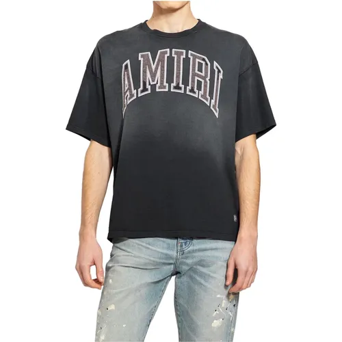 T-Shirts, male, , Size: M Vintage Oversized Tee with Embroidered Logo - Amiri - Modalova