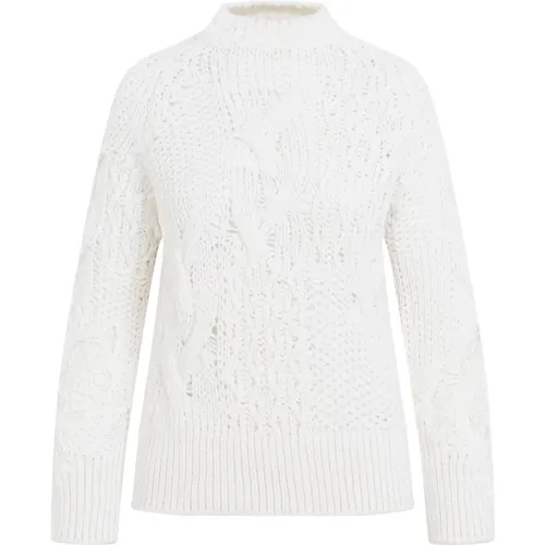 Weiße Wollpullover mit Spitzen-Einsätzen - Ermanno Scervino - Modalova