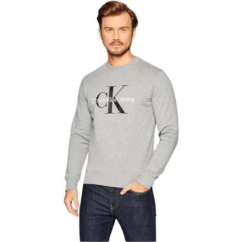 Sweatshirts, male, , Size: L Printed Logo Cotton Sweatshirt - Calvin Klein - Modalova