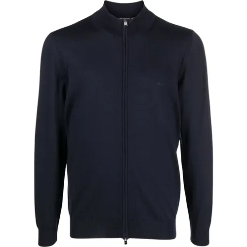 Blauer Woll-Cardigan Boss - Boss - Modalova