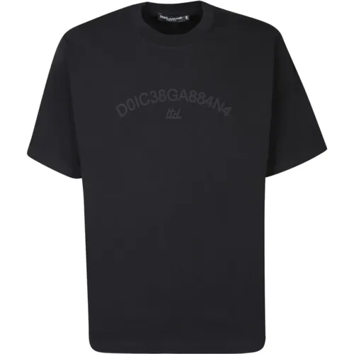 Schwarzes Rundhals-T-Shirt Stilvoller Logo-Druck - Dolce & Gabbana - Modalova