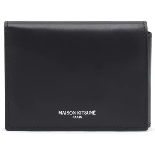 Leather Wallet with Logo Accent , male, Sizes: ONE SIZE - Maison Kitsuné - Modalova