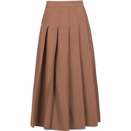 Chocolate Pleated Midi Skirt , female, Sizes: S, XS, M - Jaaf - Modalova