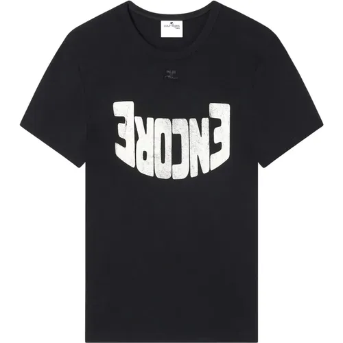 Schwarzes Logo Print T-Shirt , Herren, Größe: S - Courrèges - Modalova