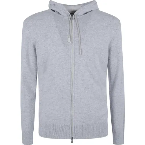 Zip-throughs, male, , Size: L Light Ivory Hooded Sweatshirt - Eleventy - Modalova