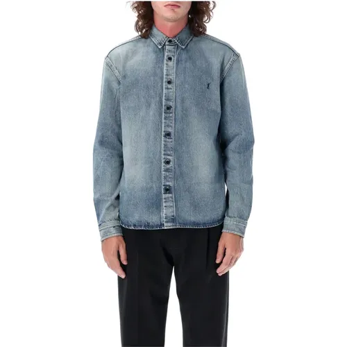 Light Denim Shirt Aw24 , male, Sizes: M - Saint Laurent - Modalova