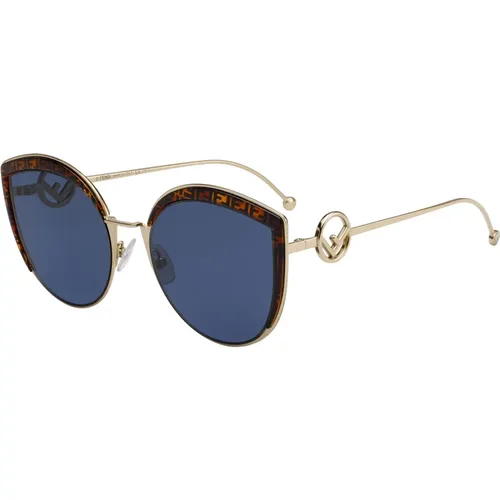 Gold Havana/Blau Sonnenbrille FF 0290/S , Damen, Größe: 58 MM - Fendi - Modalova