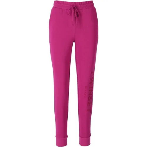 Sweatpants, female, , Size: XS Fuchsia Sweatpants With Logo - Twinset - Modalova