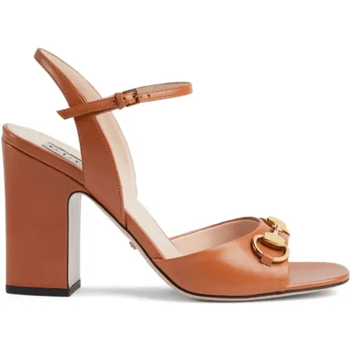 Camel Horsebit Leather Sandals , female, Sizes: 7 UK - Gucci - Modalova