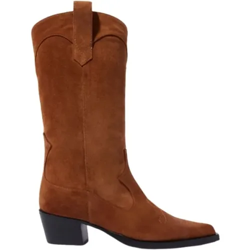 Tan Suede Cowboy Stiefel , Damen, Größe: 36 EU - Scarosso - Modalova