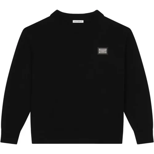 Schwarze Virgin Wool Sweaters mit Logo - Dolce & Gabbana - Modalova