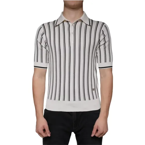 Polo Shirts, male, , Size: XS Striped Polo T-shirt with Logo Details - Dolce & Gabbana - Modalova