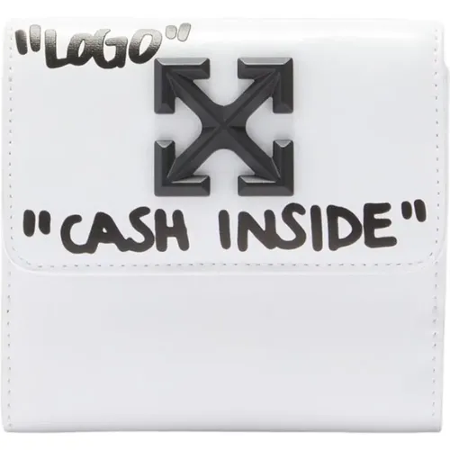 Off , Wallets & Cardholders, female, , Size: ONE SIZE Leather Wallet with Black Logo - Off White - Modalova