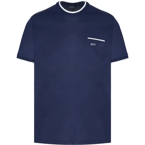 Cotton Jersey T-Shirt with Shark Badge , male, Sizes: 3XL, L, M - PAUL & SHARK - Modalova