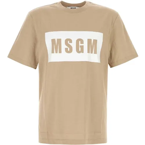 Baumwoll T-Shirt in , Herren, Größe: XL - MSGM - Modalova