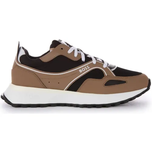 Retro Style Trainers in Black Beige , male, Sizes: 10 UK, 12 UK, 8 UK, 7 UK, 11 UK, 9 UK - Boss - Modalova