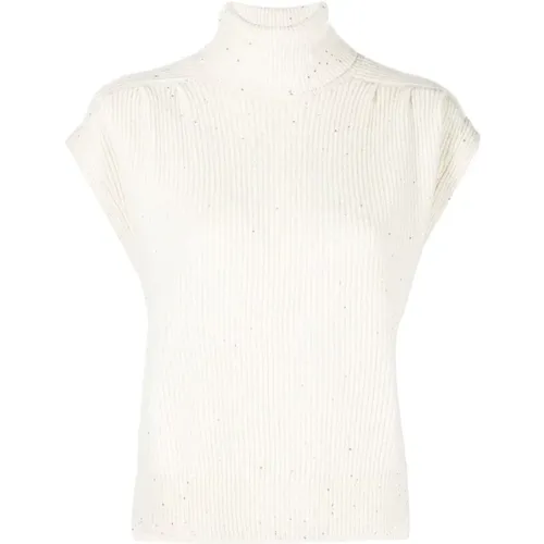 Sequin Embellished Ribbed Knit Blouse , female, Sizes: M - BRUNELLO CUCINELLI - Modalova