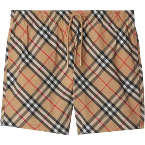 Beachwear, male, , Size: M Check Swim Shorts - Burberry - Modalova