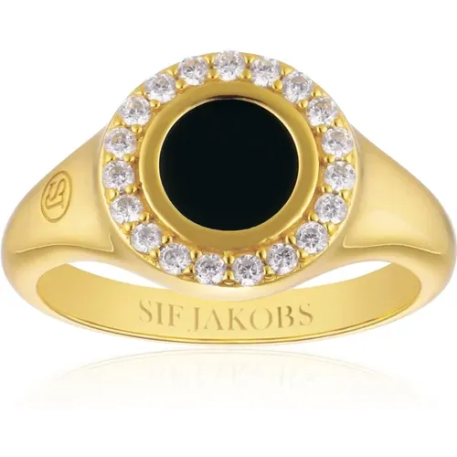 Kleiner Schwarzer Follina Ring , Damen, Größe: 58 MM - Sif Jakobs Jewellery - Modalova