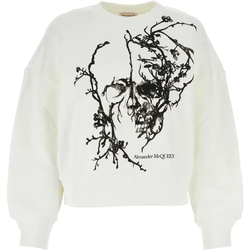 Weißer Baumwoll-Sweatshirt , Damen, Größe: 3XS - alexander mcqueen - Modalova