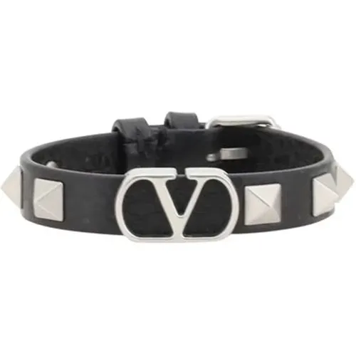 Bracelets, male, , Size: ONE SIZE Rockstud Leather Bracelet - Valentino Garavani - Modalova